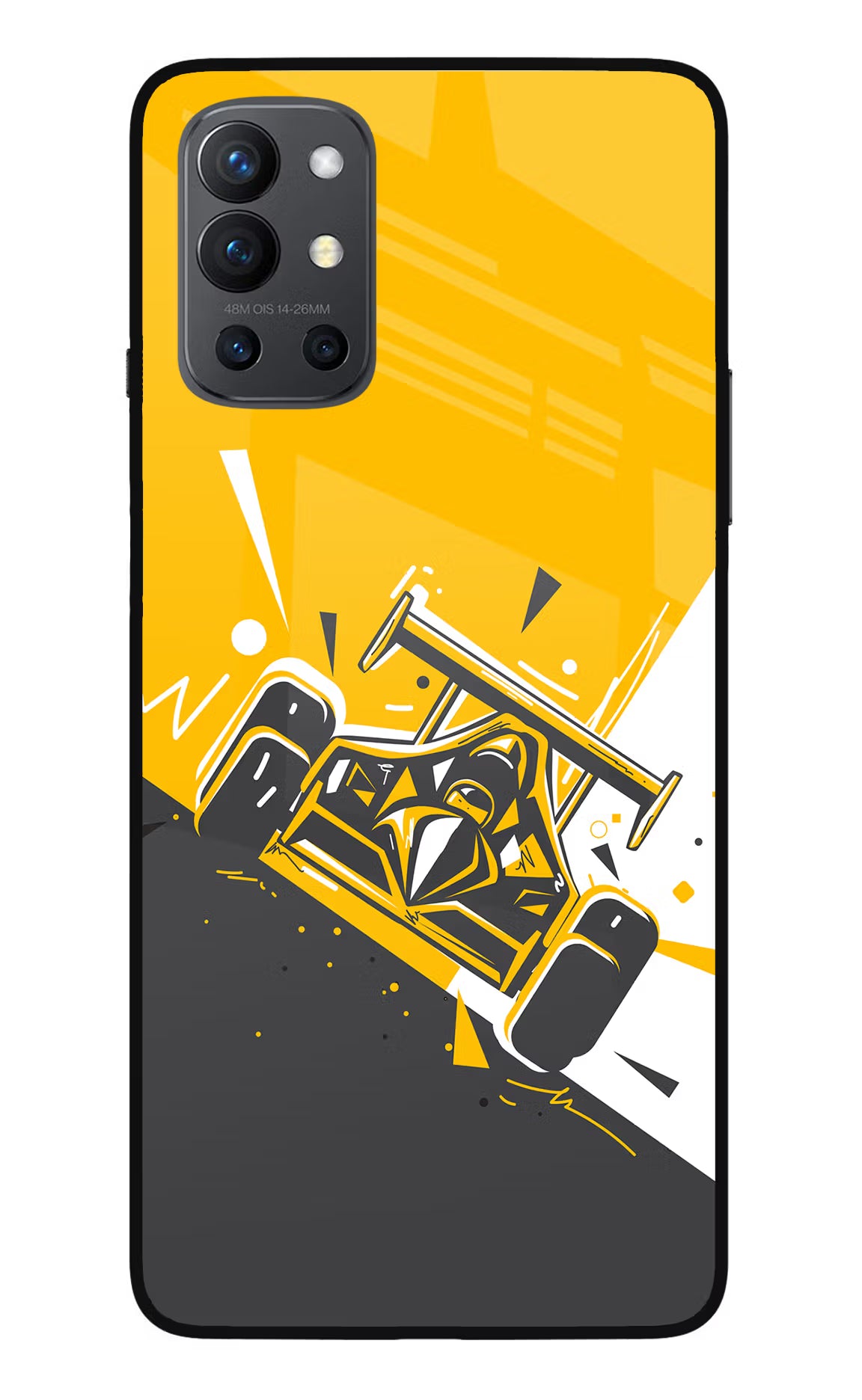 Track King Oneplus 9R Glass Case Back Cover by Casekaro
