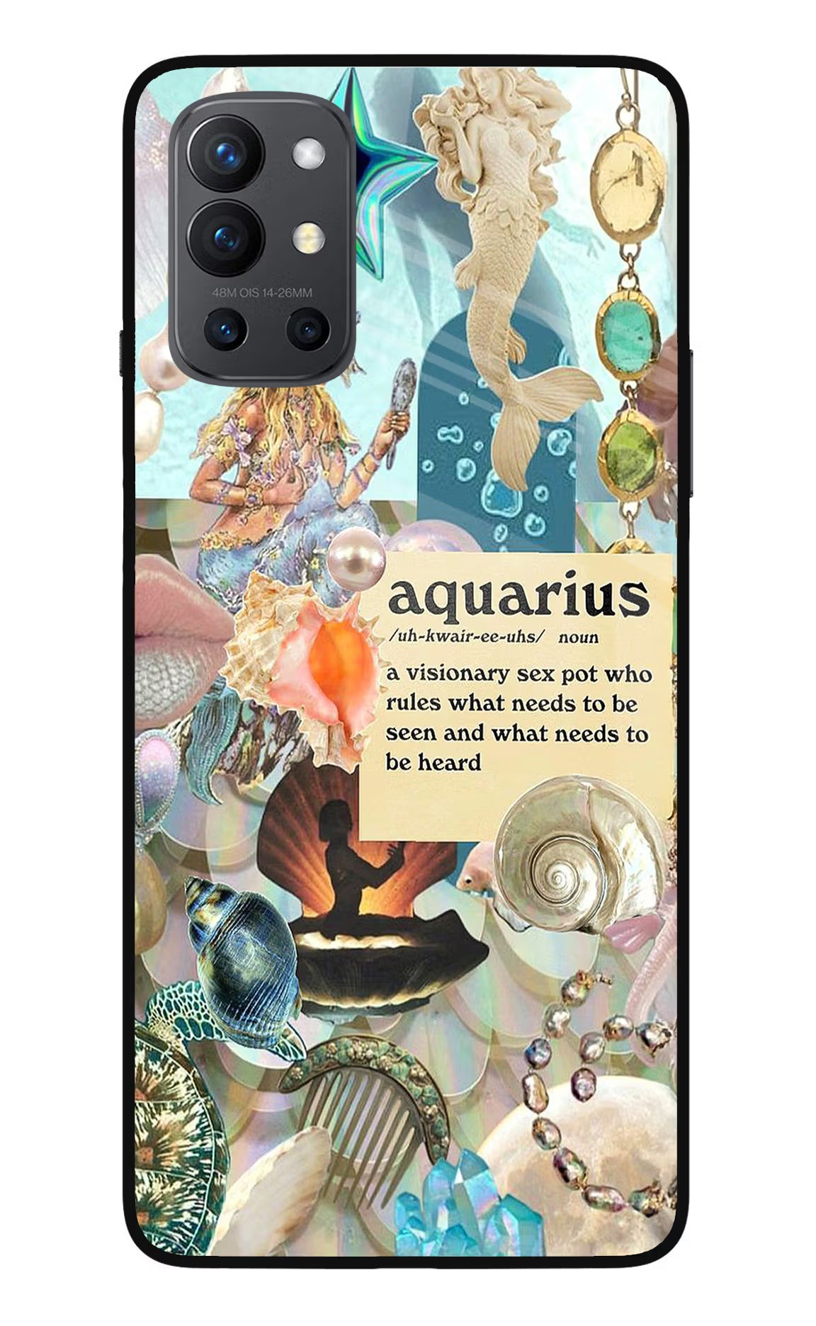 Aquarius Zodiac Oneplus 9R Glass Case Back Cover by Casekaro