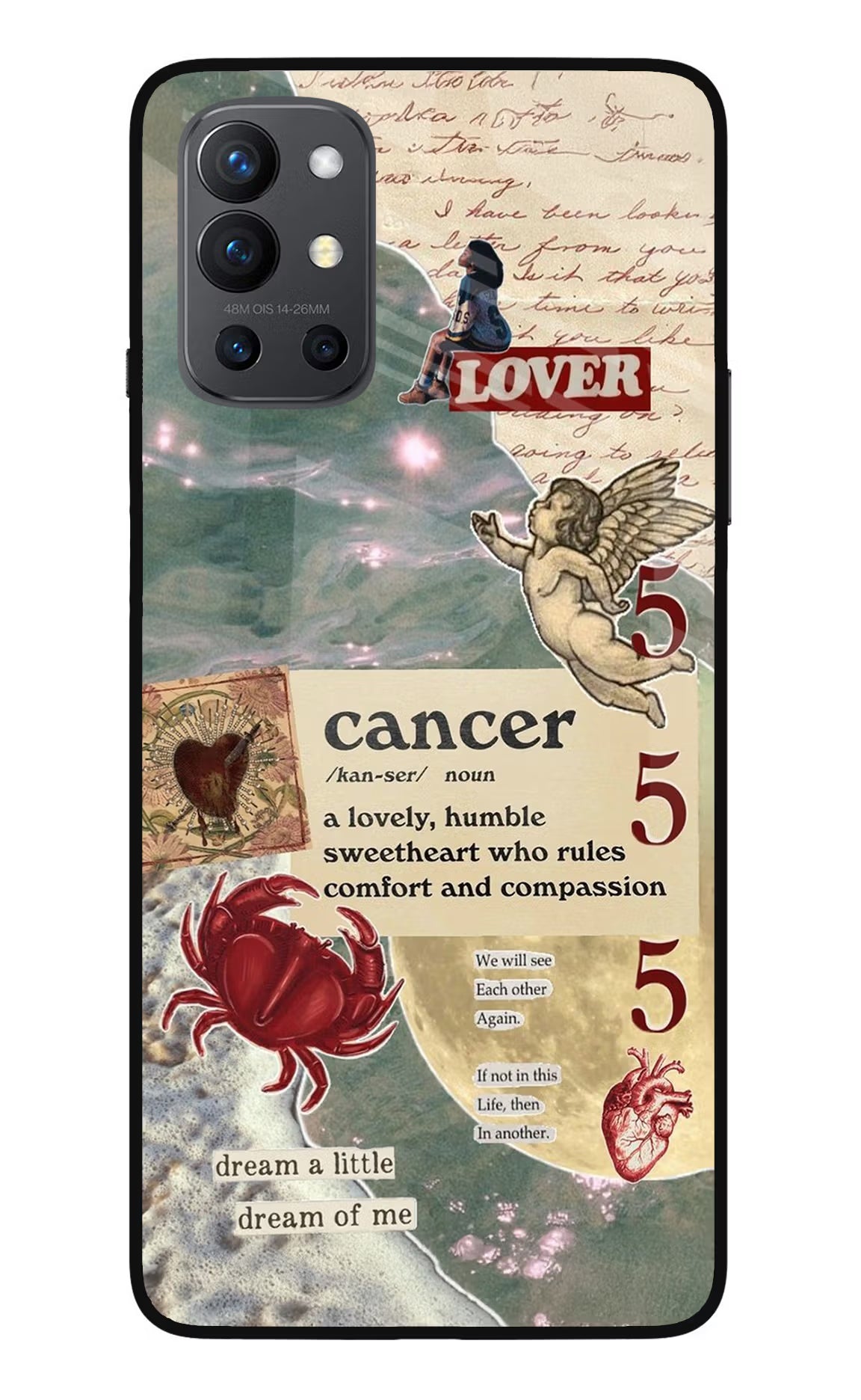 Cancer Zodiac Oneplus 9R Glass Case Back Cover by Casekaro