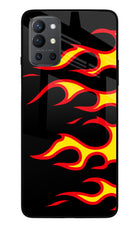 Side Sweep Flames Oneplus 9R Glass Case