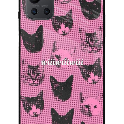 Pink Cats Oneplus 9R Glass Case