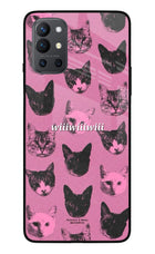 Pink Cats Oneplus 9R Glass Case