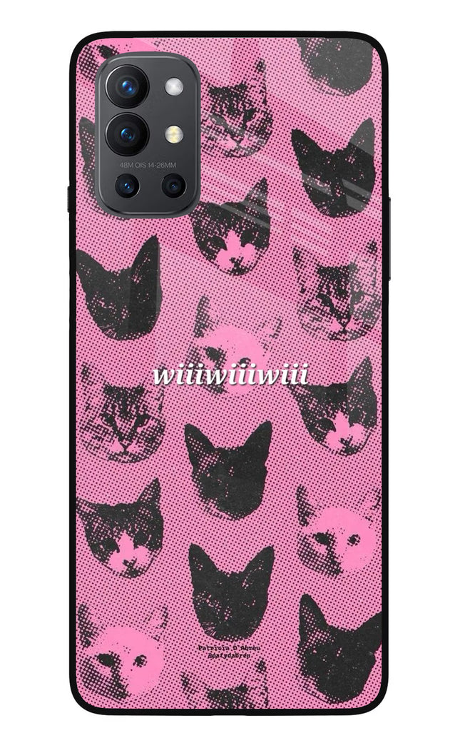 Pink Cats Oneplus 9R Glass Case