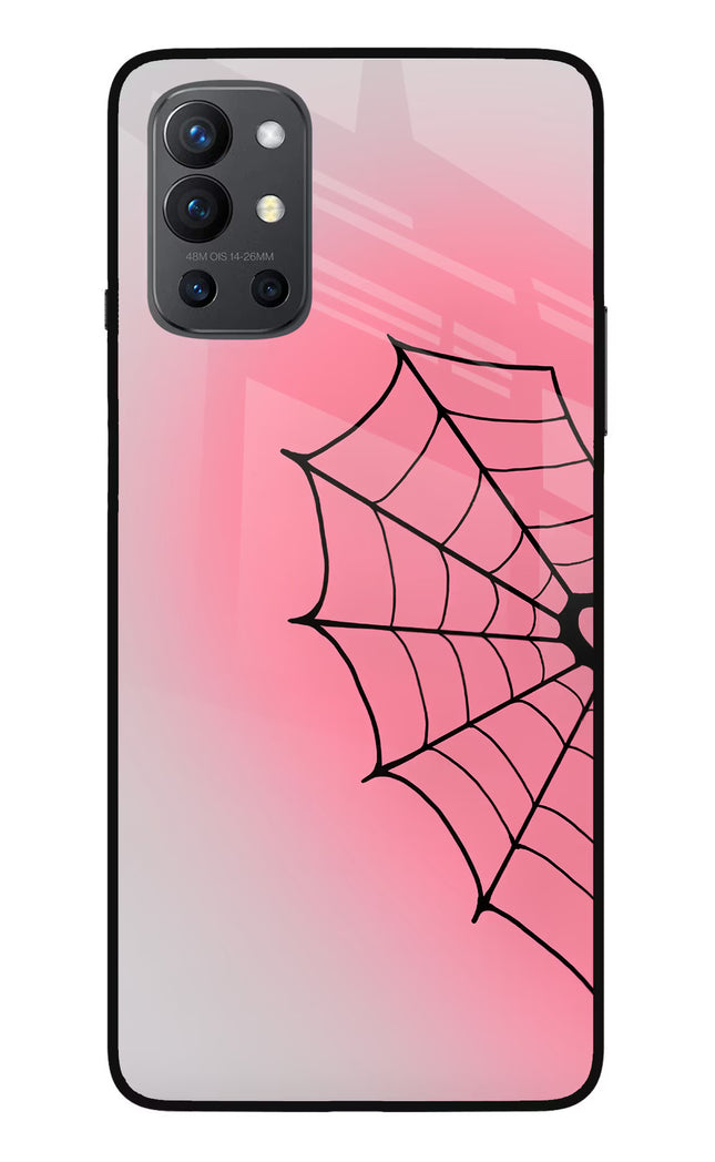Pink Web Oneplus 9R Glass Case