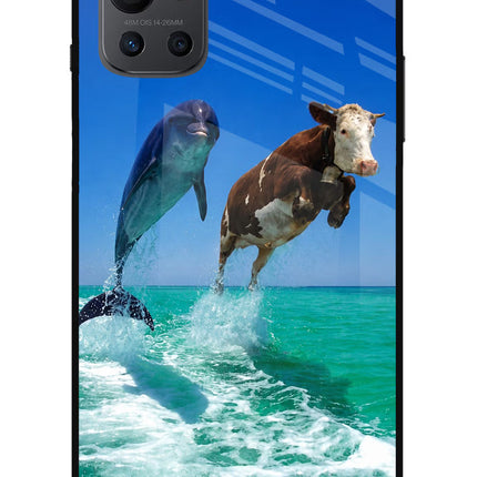 Dolphin vs Cow Oneplus 9R Glass Case
