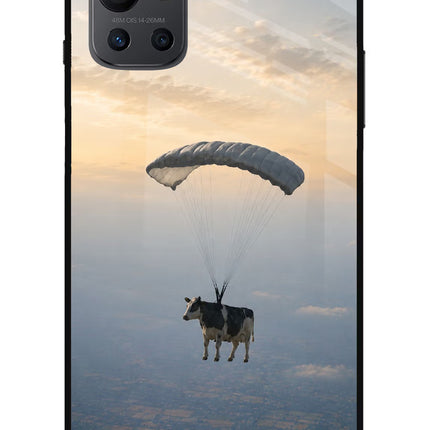 Skydiving Cow Oneplus 9R Glass Case