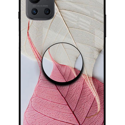 White Pink Leaf Oneplus 9R Glass Case