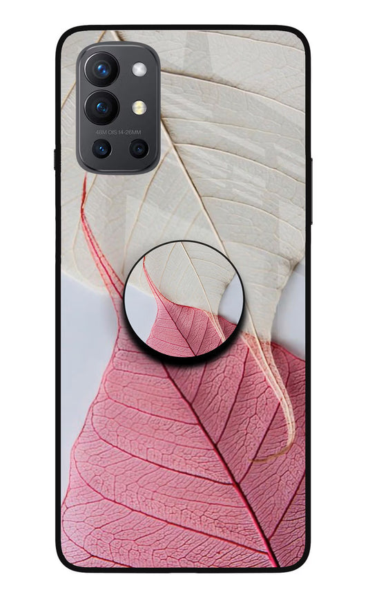 White Pink Leaf Oneplus 9R Glass Case