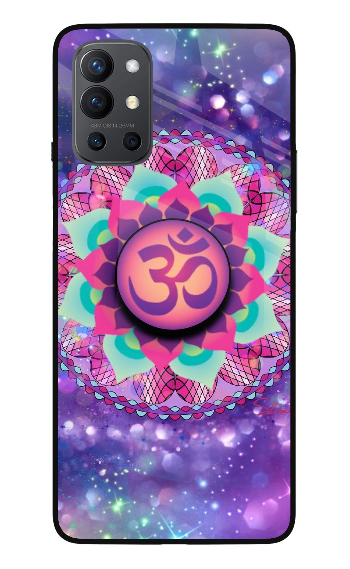 Om Purple Oneplus 9R Glass Case