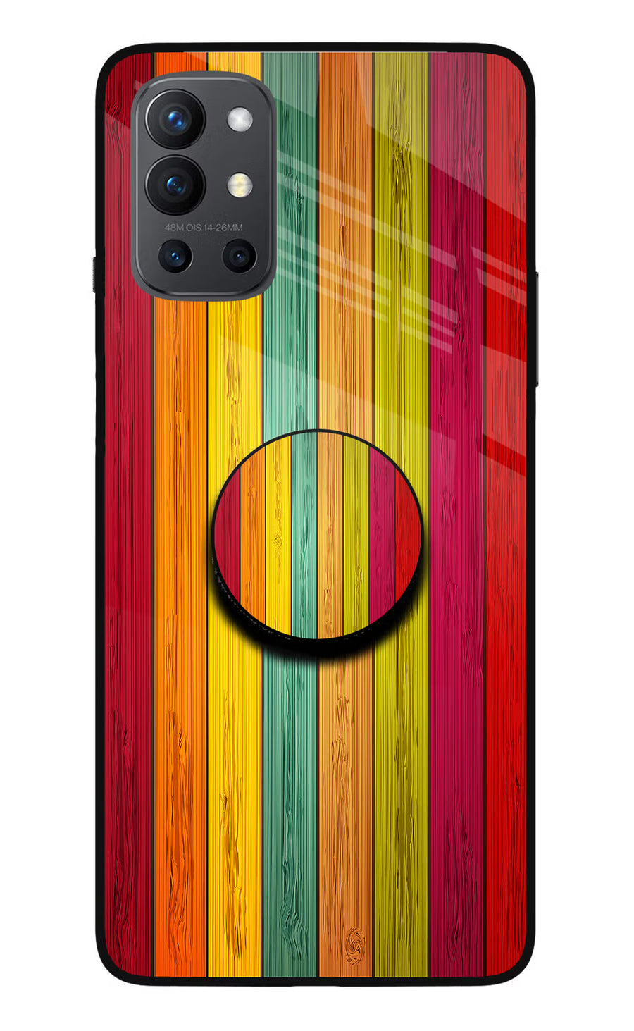 Multicolor Wooden Oneplus 9R Pop Case, Glass case
