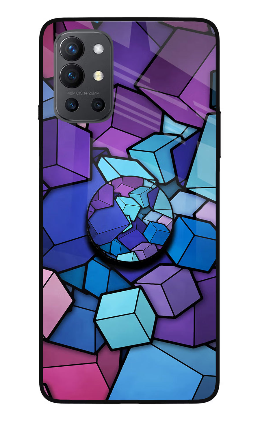 Cubic Abstract Oneplus 9R Pop Case, Glass case