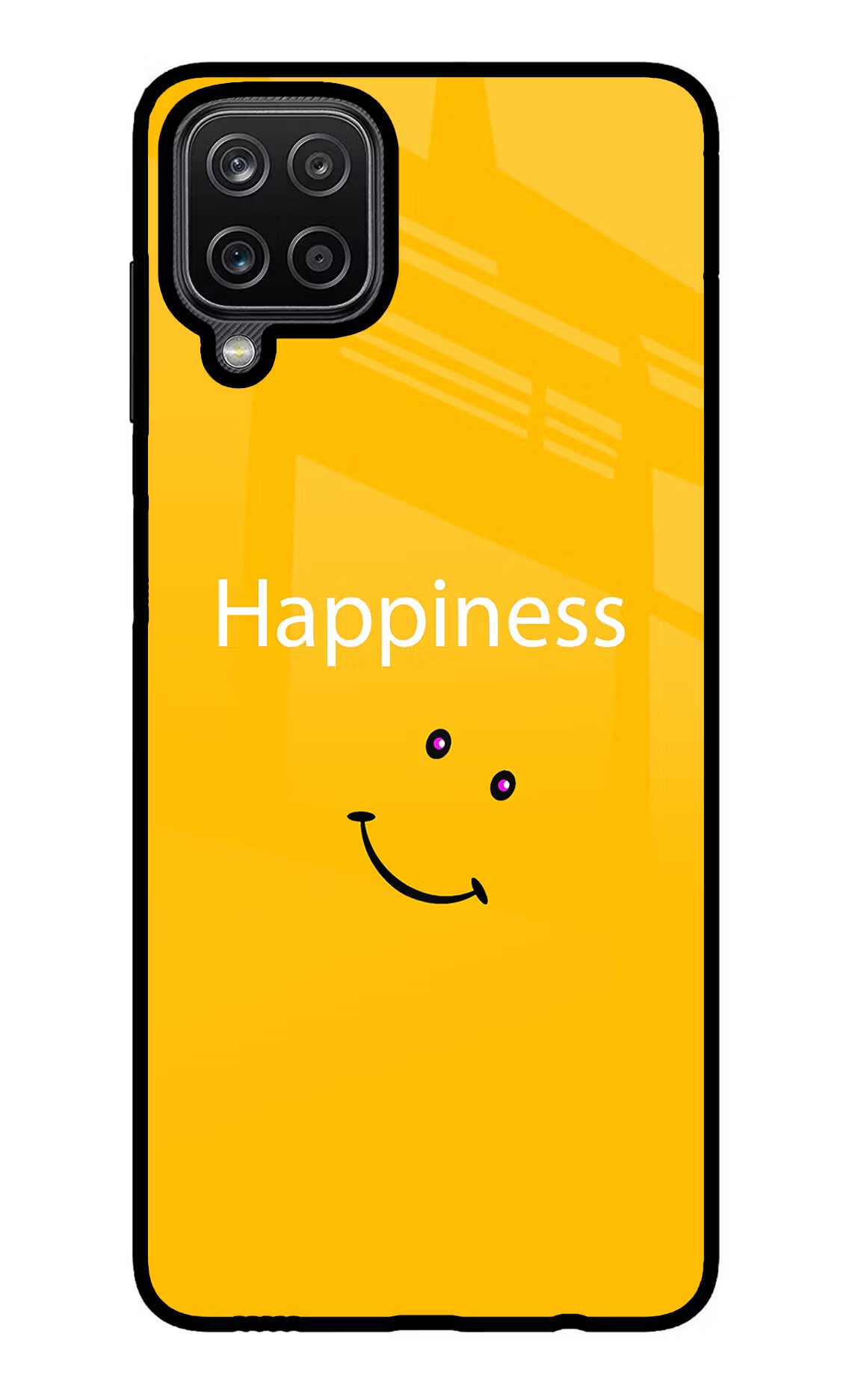 Happiness With Smiley Samsung M12/F12 Glass Case Back Cover by Casekaro