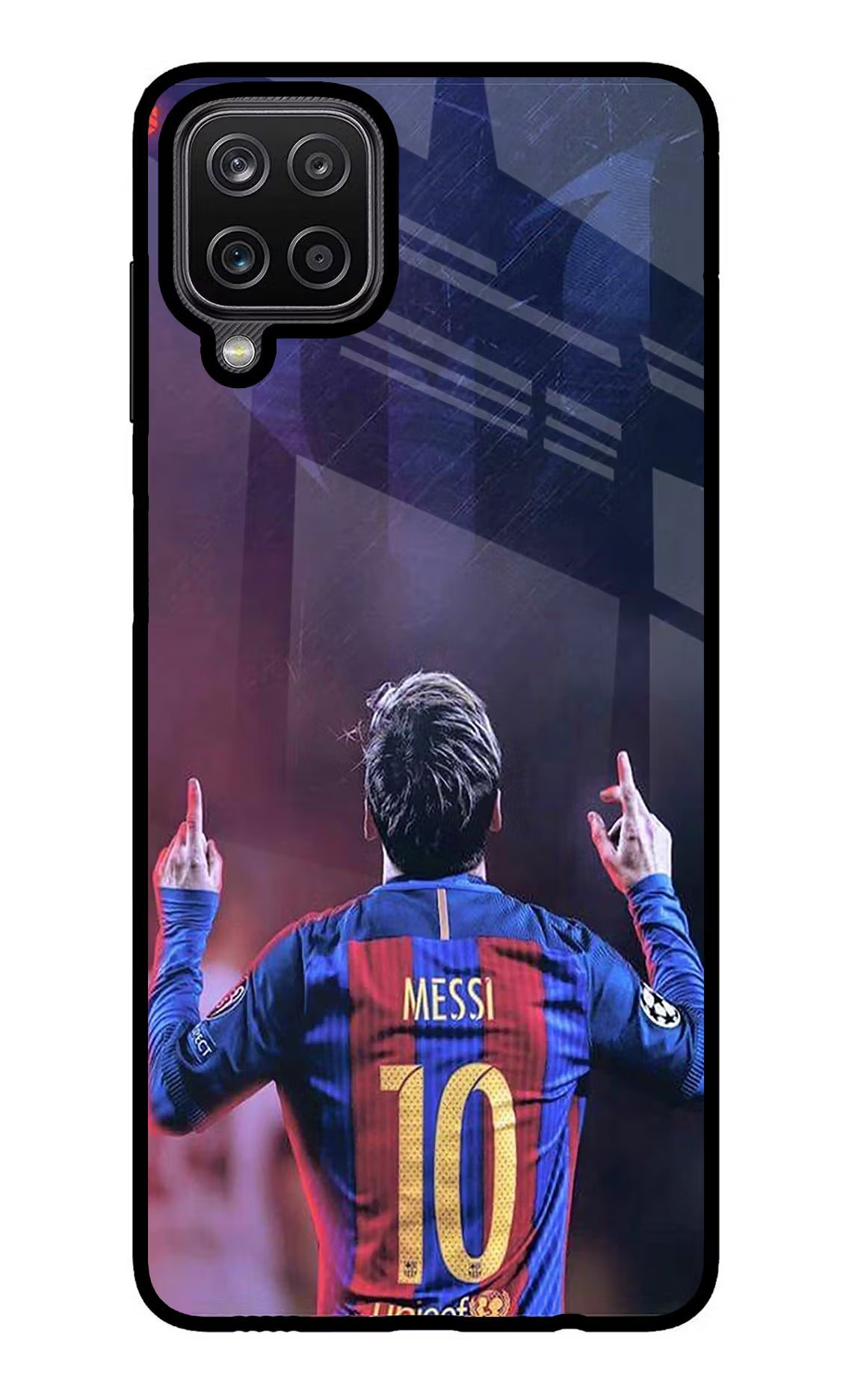 Messi Samsung M12/F12 Glass Case Back Cover by Casekaro