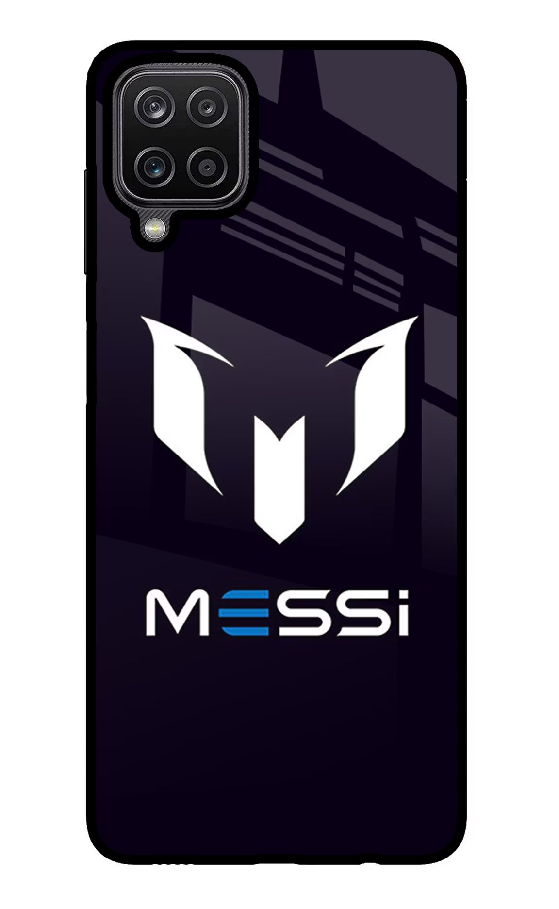 Messi Logo Samsung M12/F12 Glass Case Back Cover by Casekaro