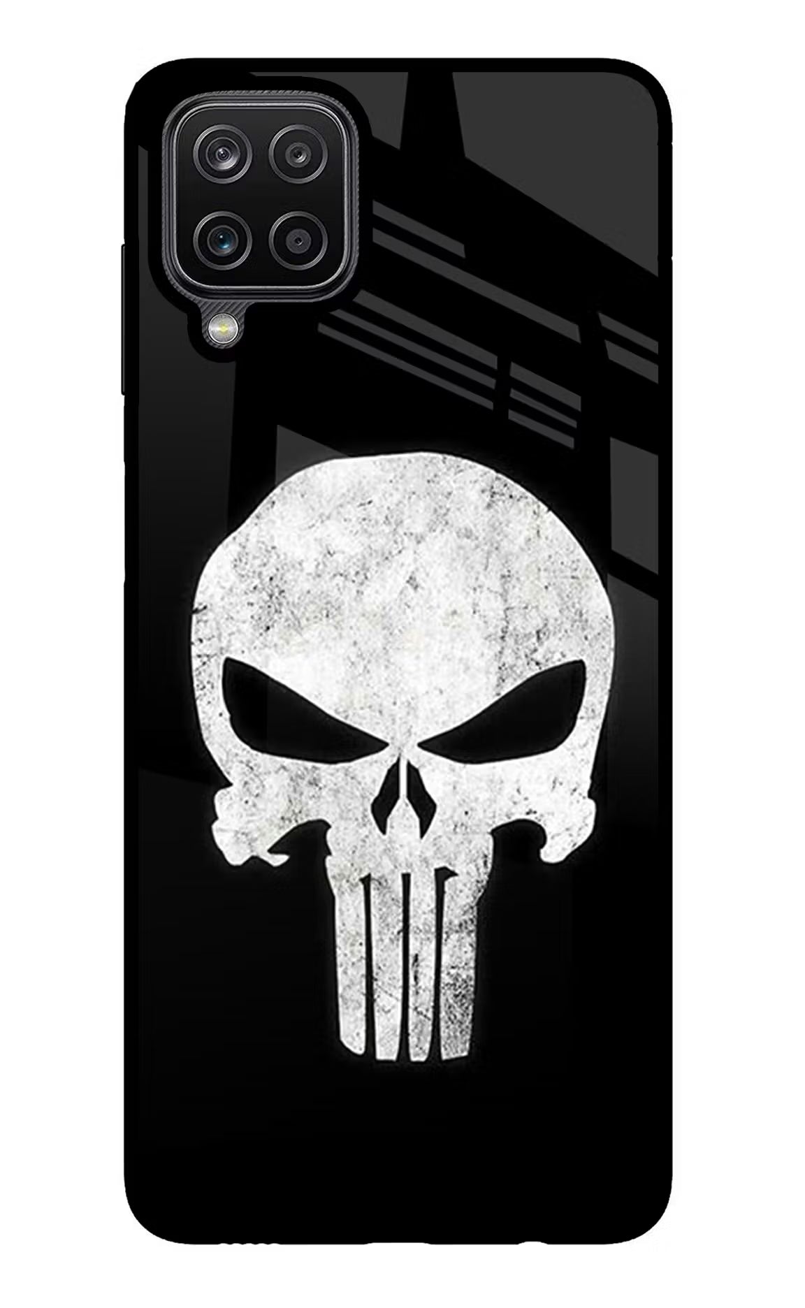 Punisher Skull Samsung M12/F12 Glass Case Back Cover by Casekaro