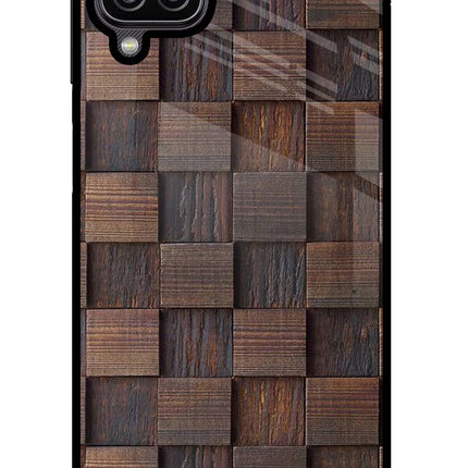 Wooden Cube Design Samsung M12/F12 Glass Case