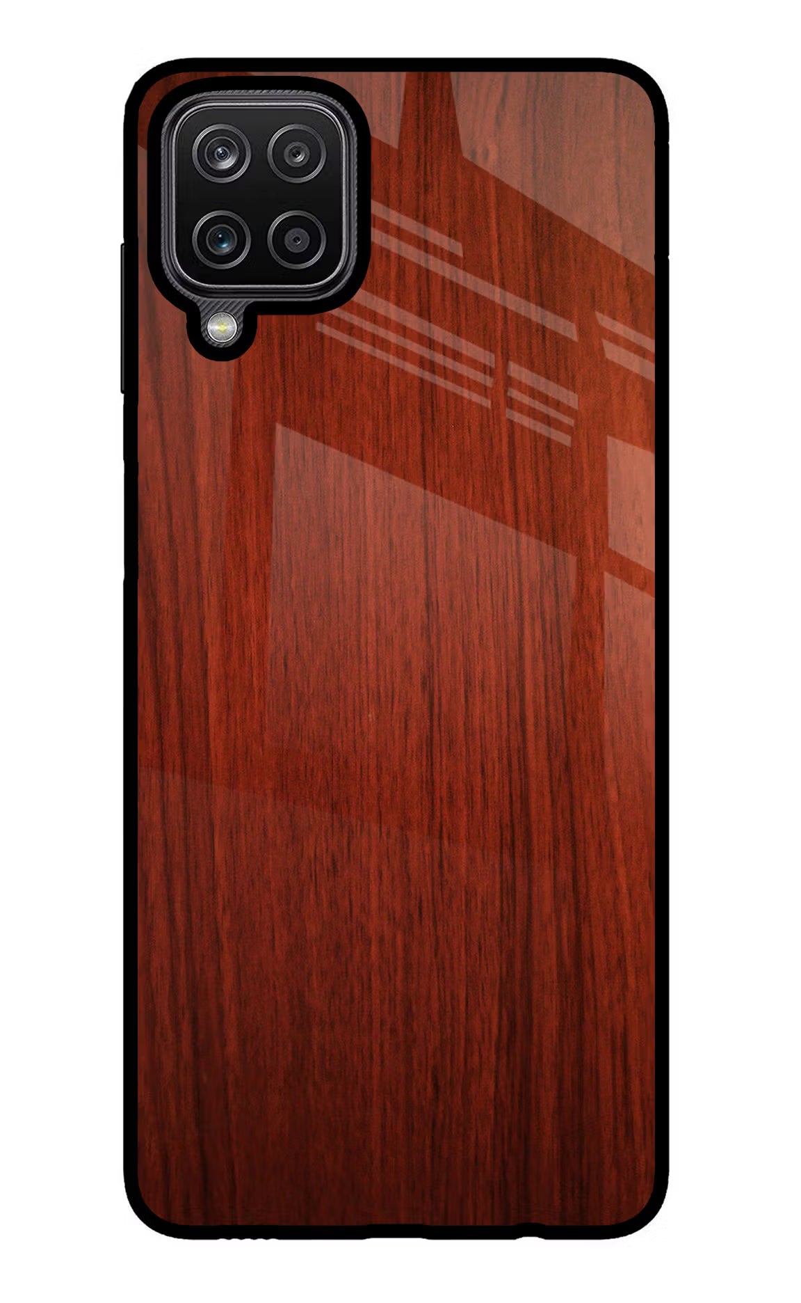 Wooden Plain Pattern Samsung M12/F12 Glass Case Back Cover by Casekaro