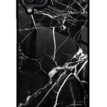 Black Marble Pattern Samsung M12/F12 Glass Case