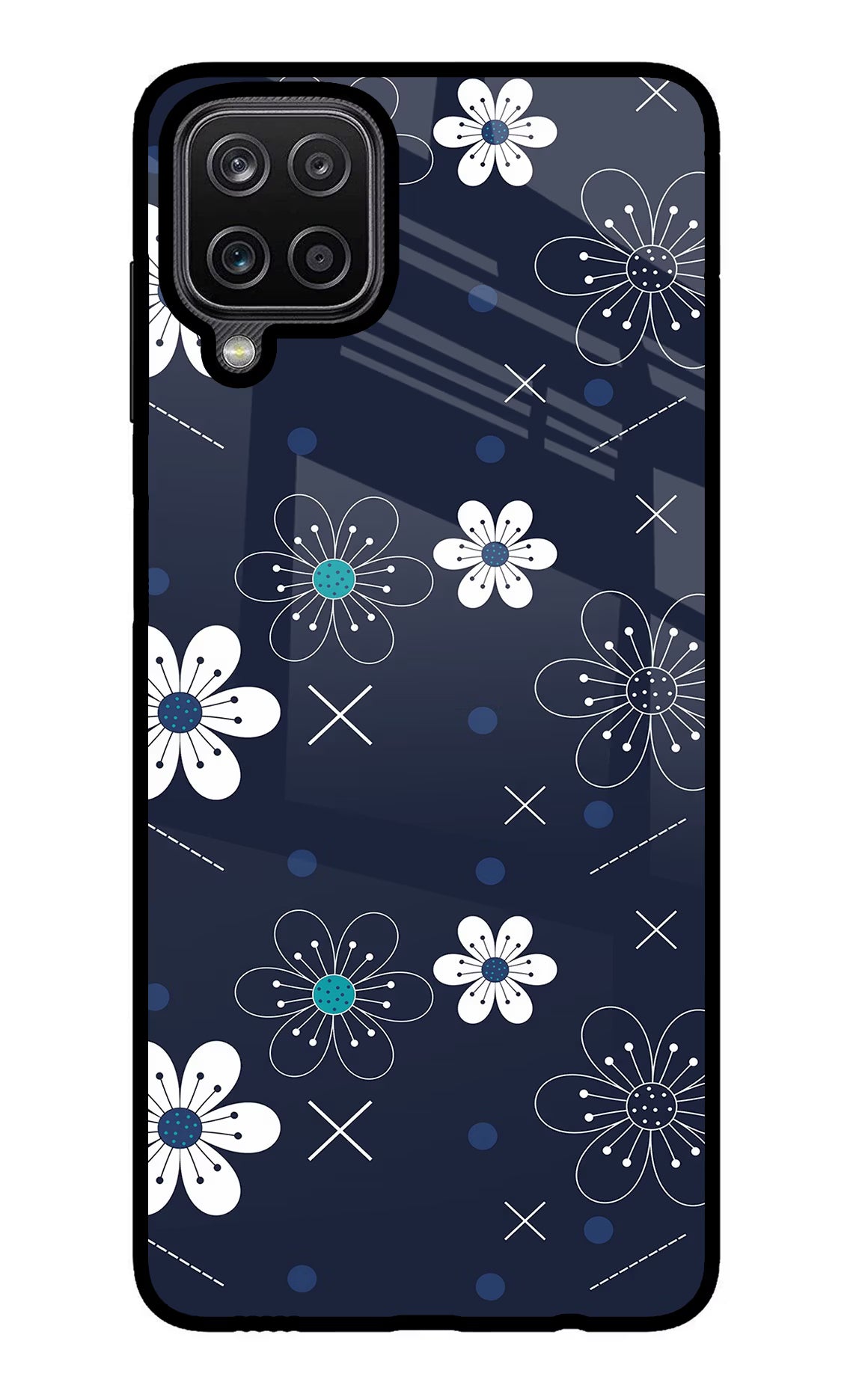 Flowers Samsung M12/F12 Glass Case Back Cover by Casekaro