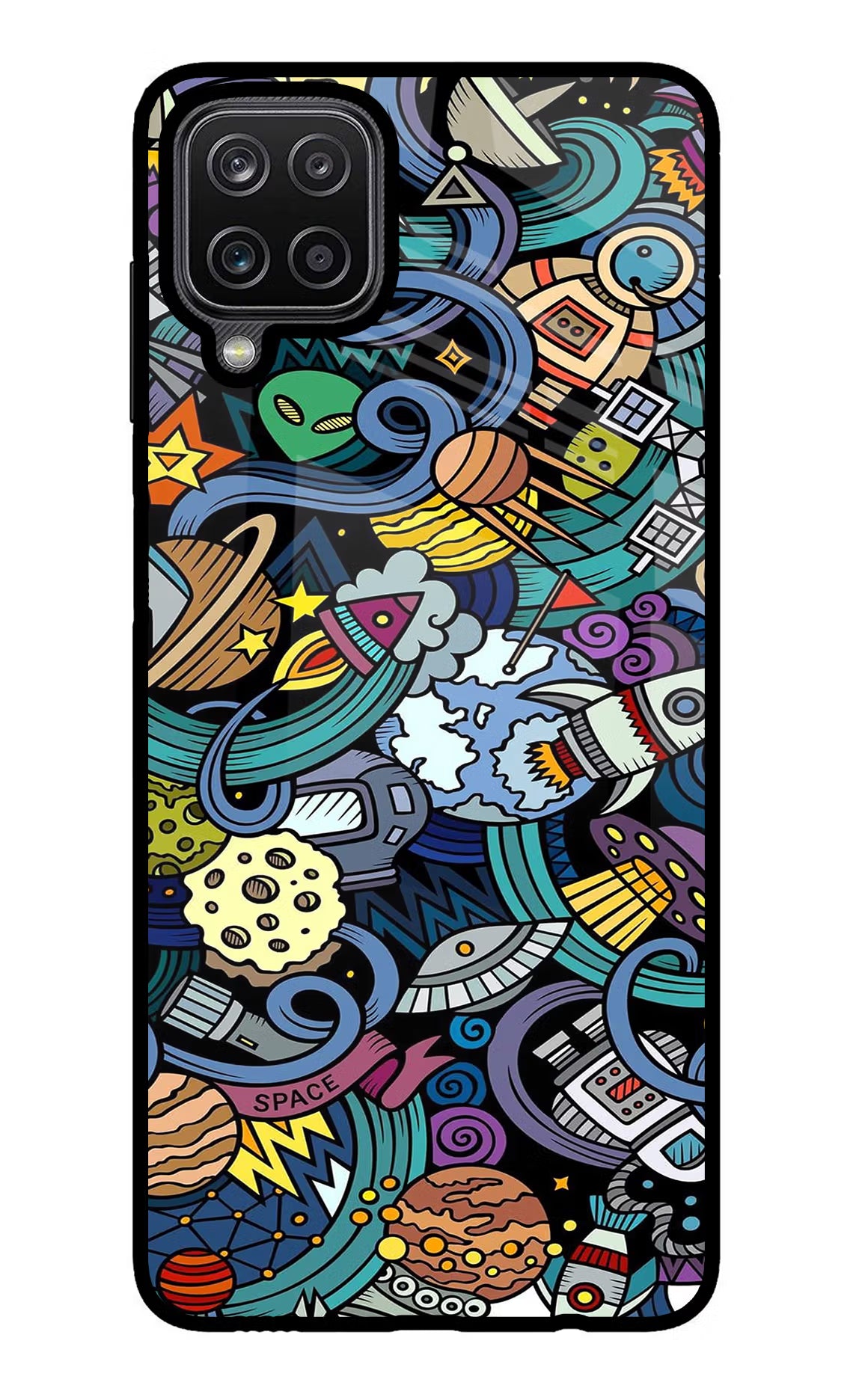 Space Abstract Samsung M12/F12 Glass Case Back Cover by Casekaro