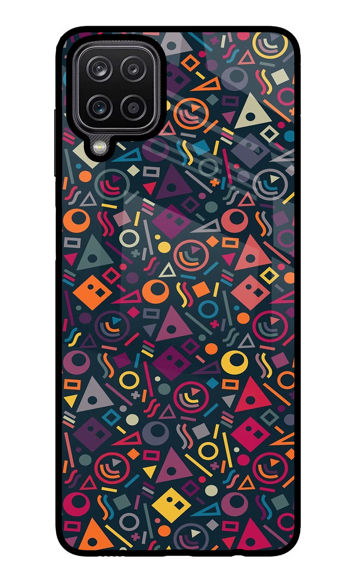Geometric Abstract Samsung M12/F12 Glass Case Back Cover by Casekaro