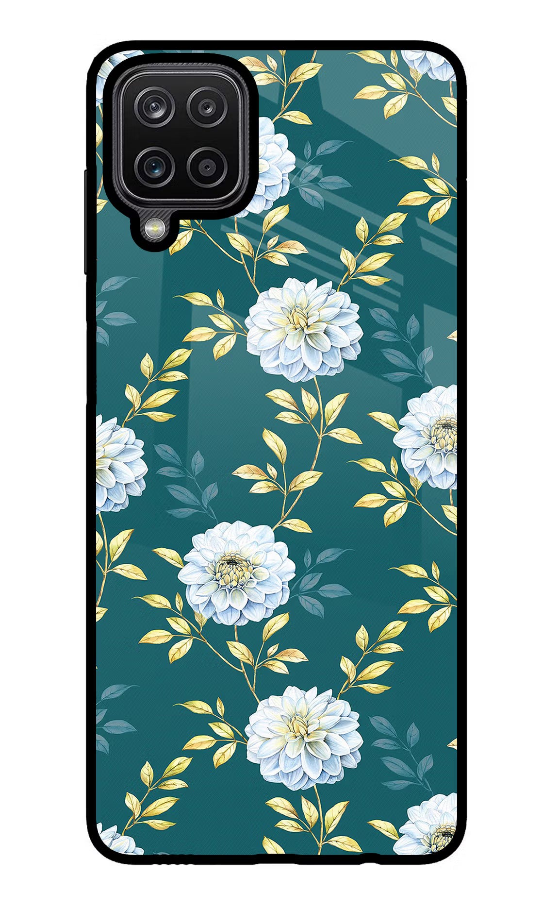 Flowers Samsung M12/F12 Glass Case Back Cover by Casekaro