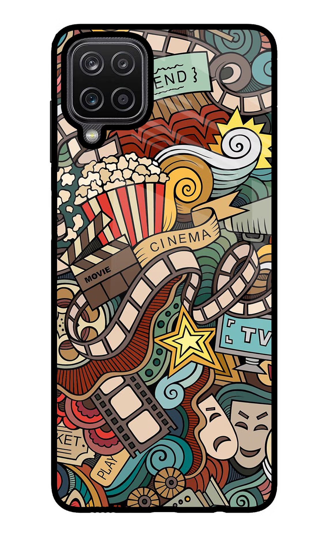 Cinema Abstract Samsung M12/F12 Glass Case Back Cover by Casekaro