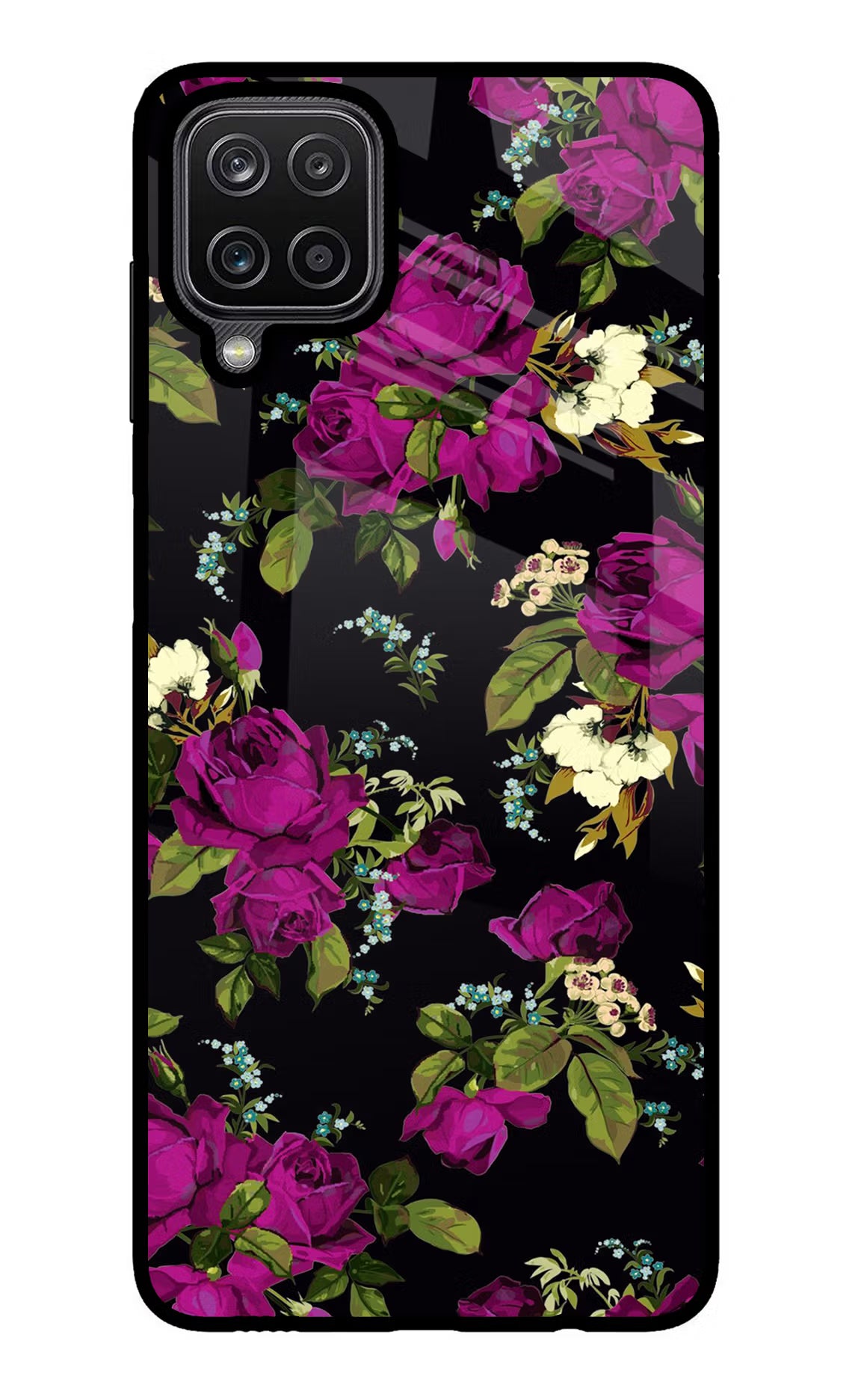 Flowers Samsung M12/F12 Glass Case Back Cover by Casekaro