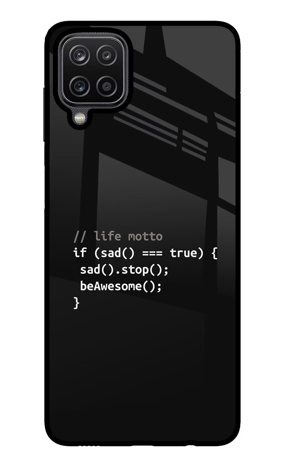 Life Motto Code Samsung M12/F12 Glass Case Back Cover by Casekaro