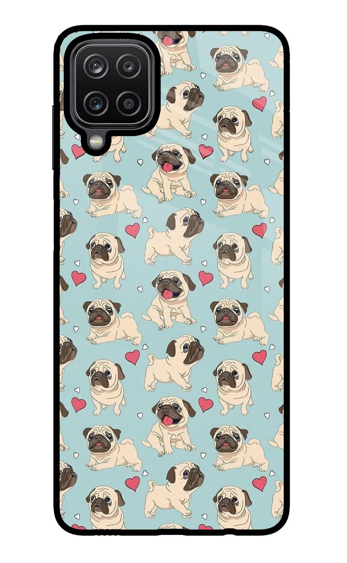 Pug Dog Samsung M12/F12 Glass Case Back Cover by Casekaro