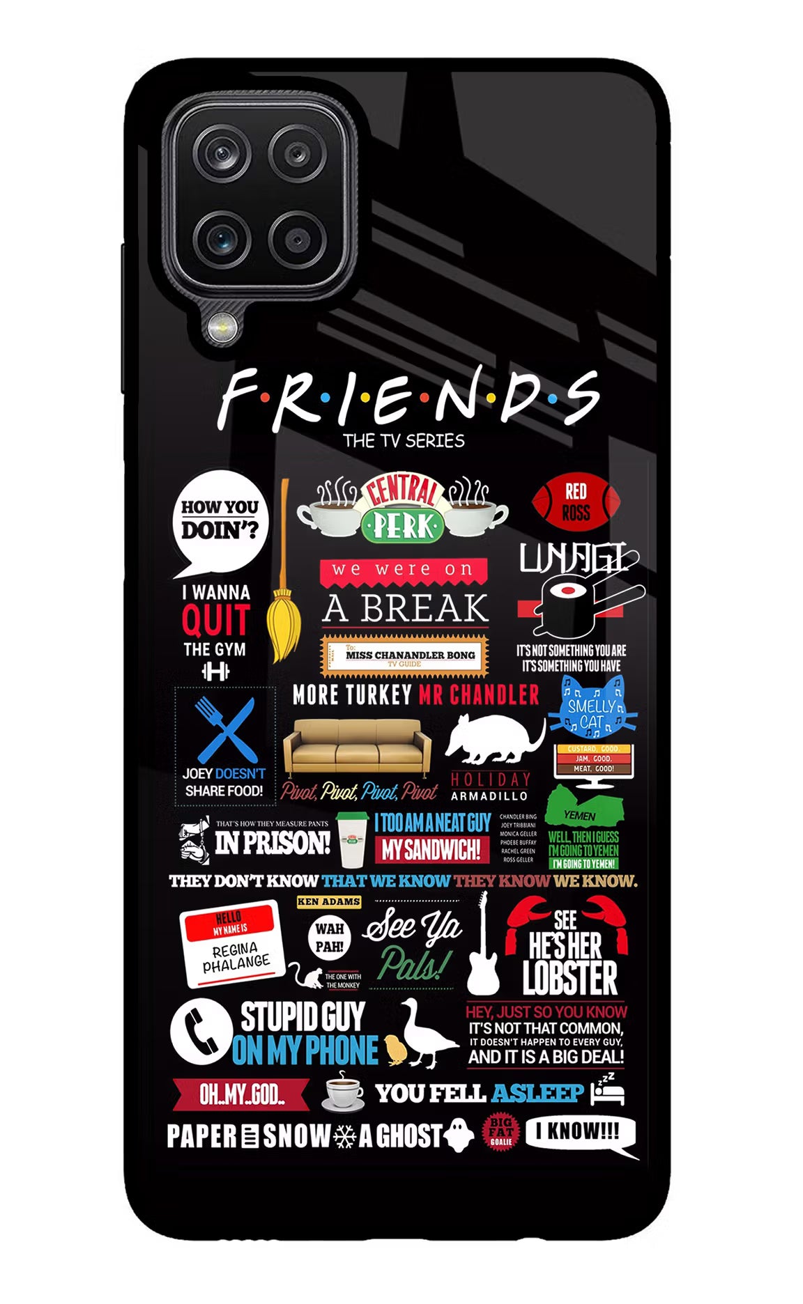 FRIENDS Samsung M12/F12 Glass Case Back Cover by Casekaro