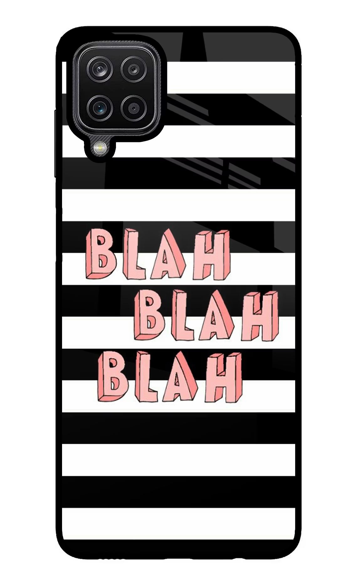 Blah Blah Blah Samsung M12/F12 Glass Case Back Cover by Casekaro