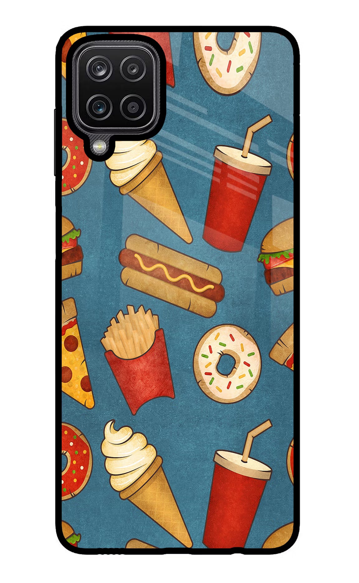 Foodie Samsung M12/F12 Glass Case Back Cover by Casekaro