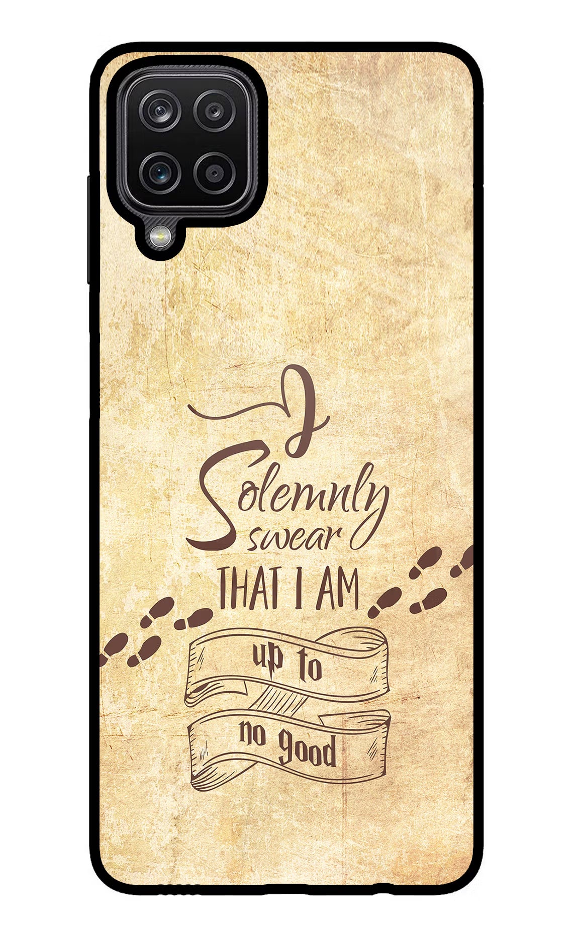I Solemnly swear that i up to no good Samsung M12/F12 Glass Case Back Cover by Casekaro