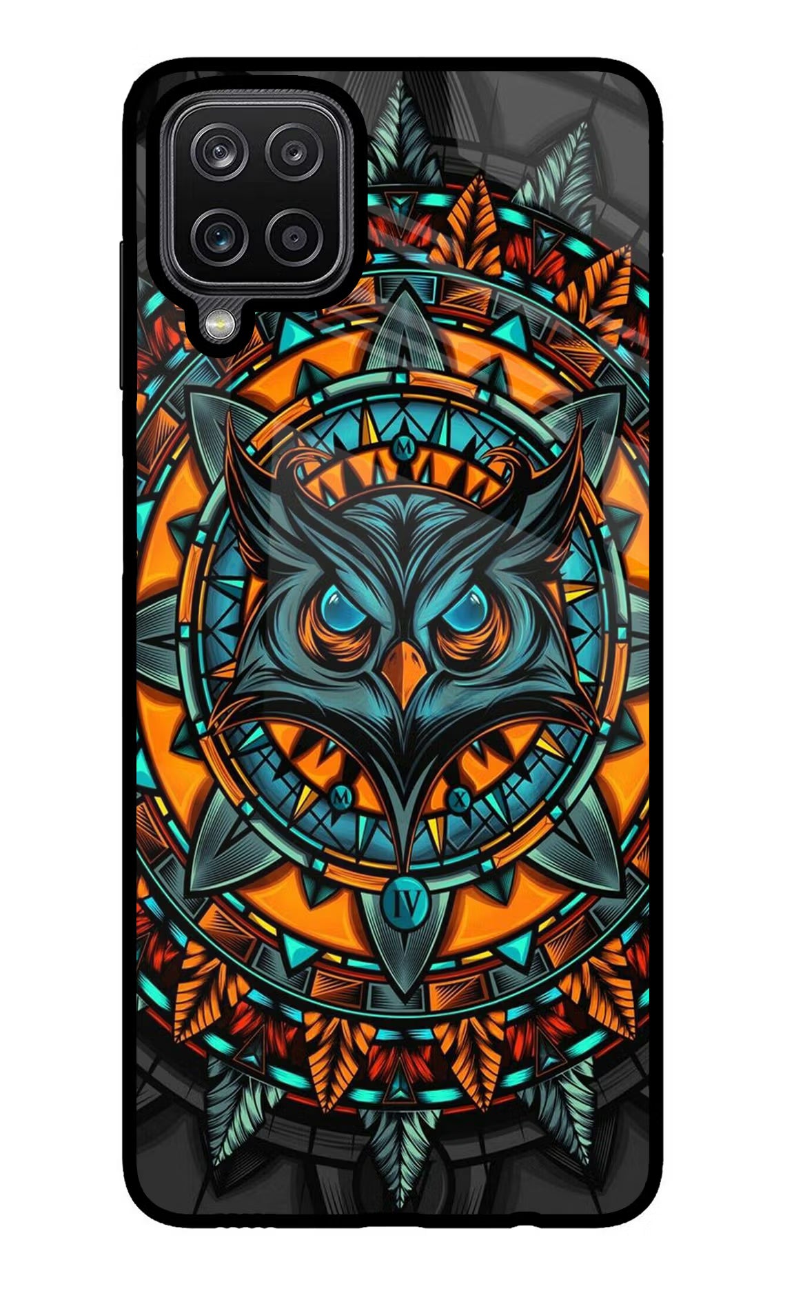 Angry Owl Art Samsung M12/F12 Glass Case Back Cover by Casekaro