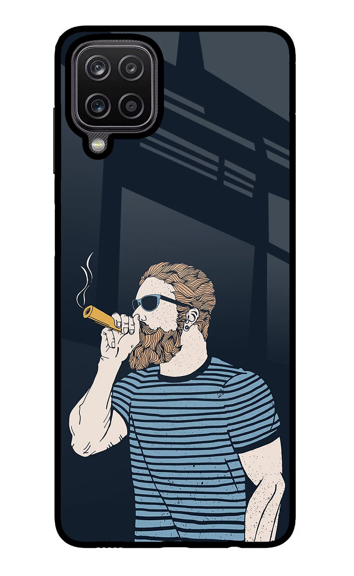Smoking Samsung M12/F12 Glass Case Back Cover by Casekaro