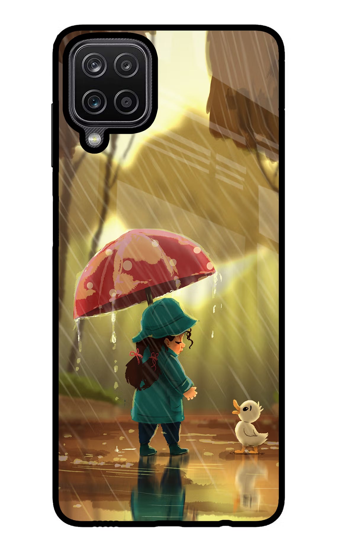 Rainy Day Samsung M12/F12 Glass Case Back Cover by Casekaro