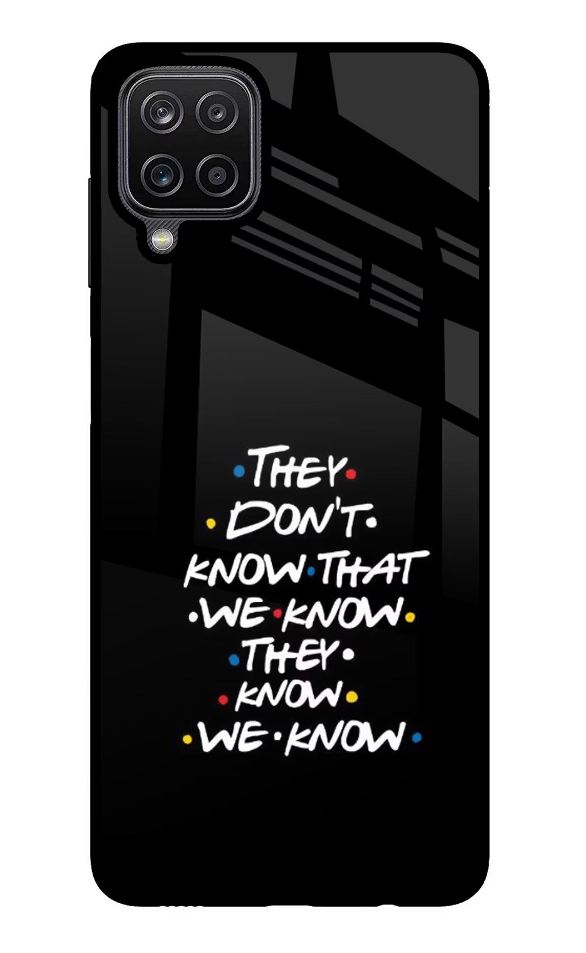FRIENDS Dialogue Samsung M12/F12 Glass Case Back Cover by Casekaro