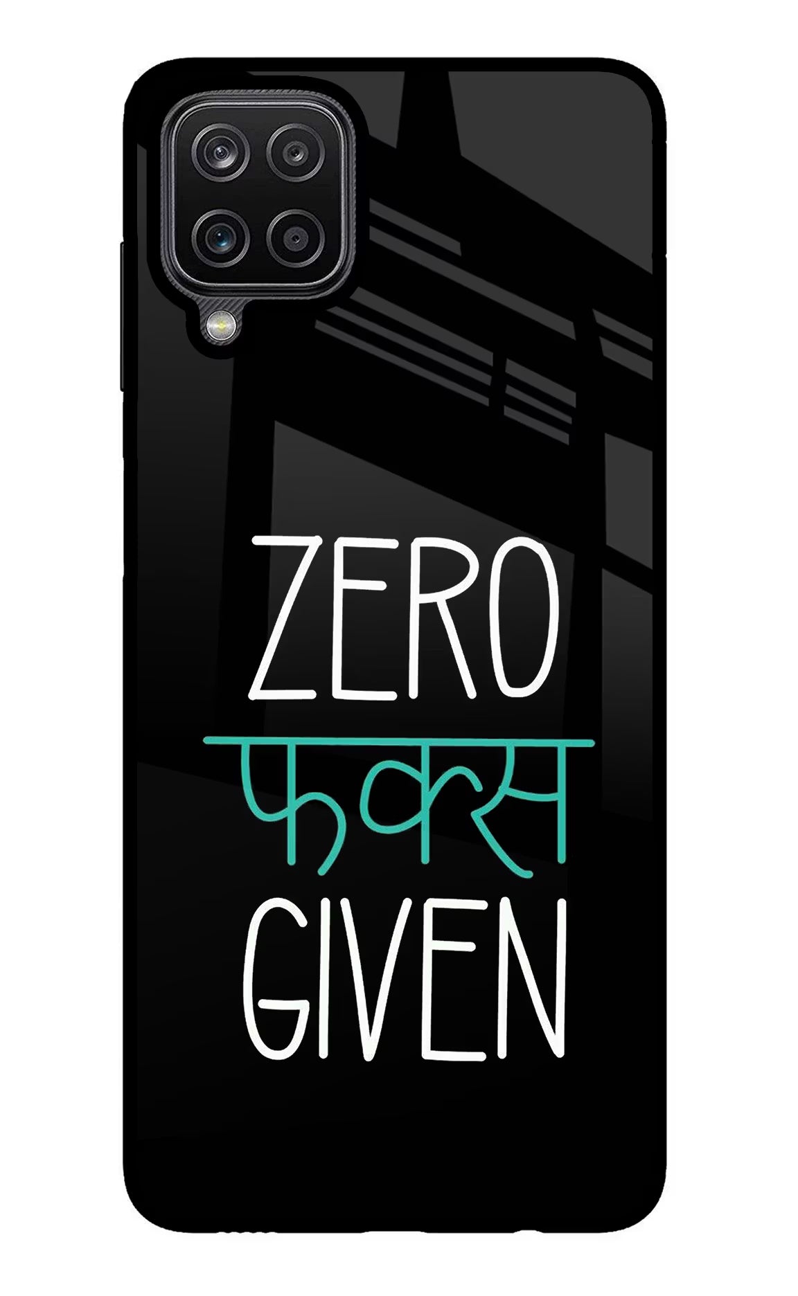 Zero Fucks Given Samsung M12/F12 Glass Case Back Cover by Casekaro