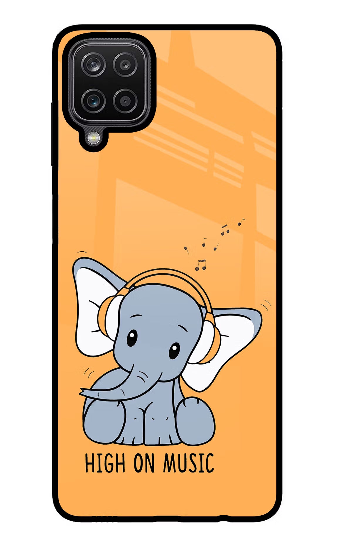 High On Music Samsung M12/F12 Glass Case Back Cover by Casekaro