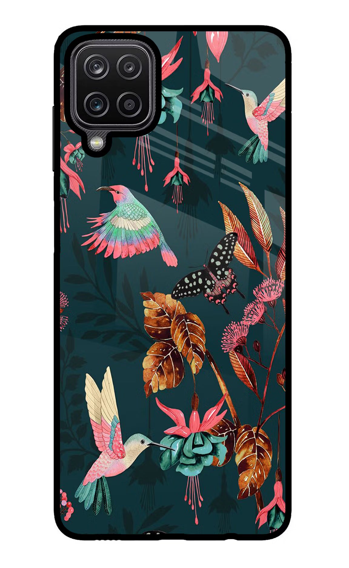 Birds Samsung M12/F12 Glass Case Back Cover by Casekaro