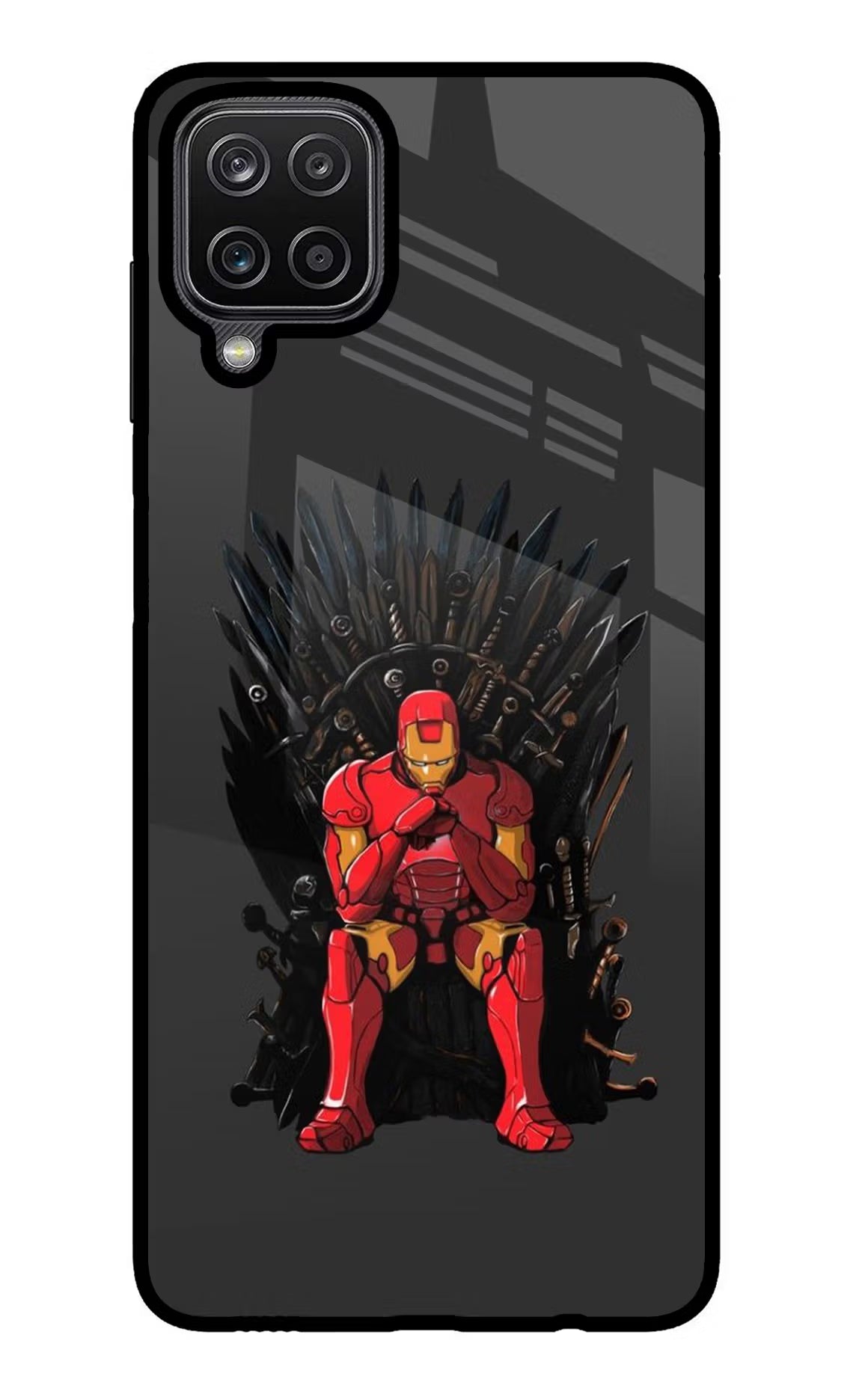 Ironman Throne Samsung M12/F12 Glass Case Back Cover by Casekaro