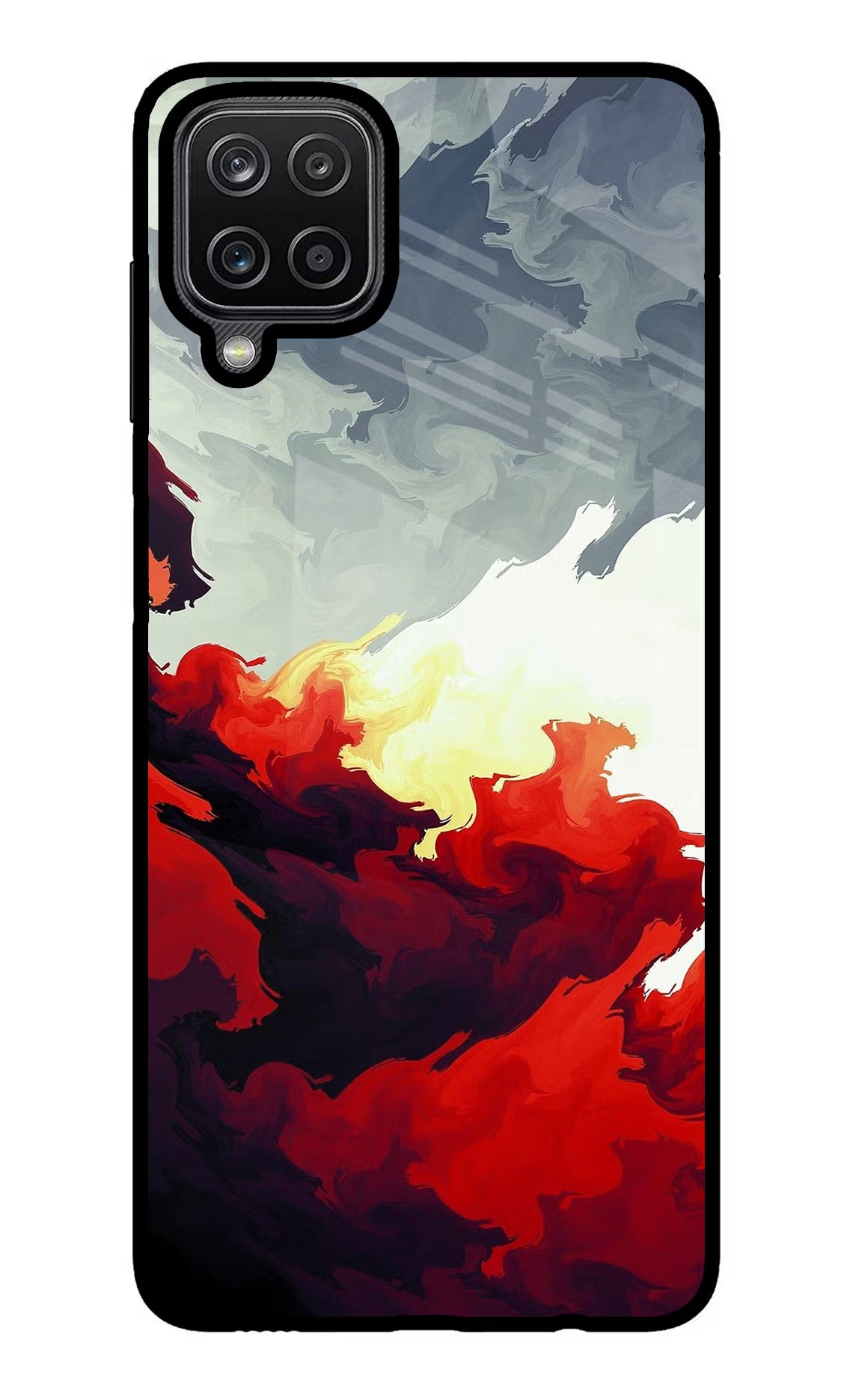 Fire Cloud Samsung M12/F12 Glass Case Back Cover by Casekaro