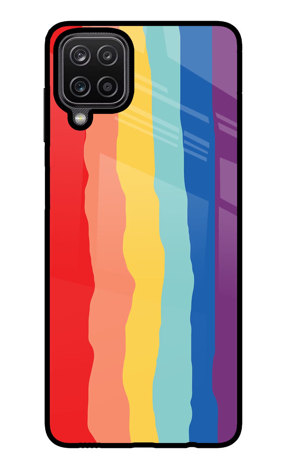 Rainbow Samsung M12/F12 Glass Case Back Cover by Casekaro