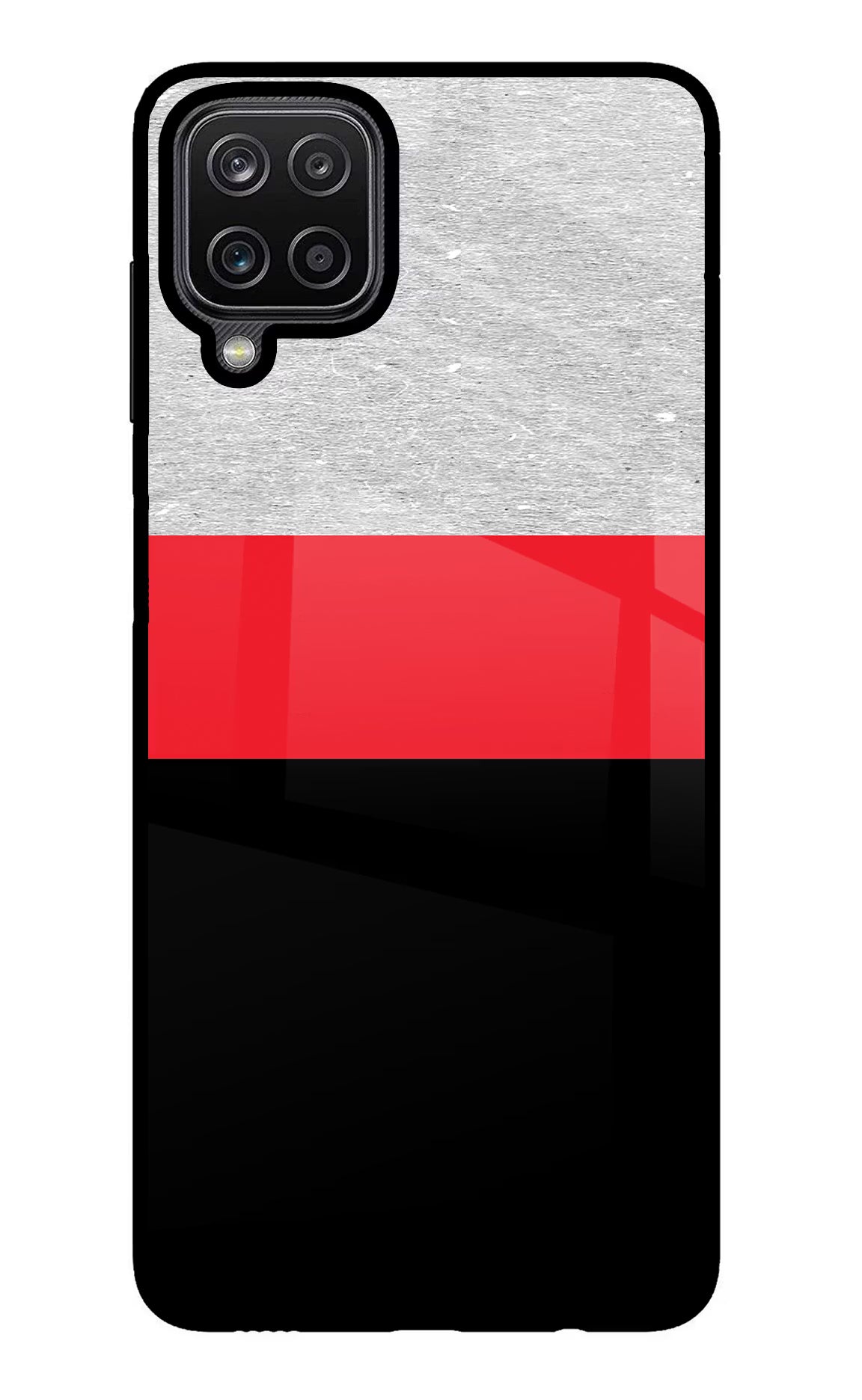 Tri Color Pattern Samsung M12/F12 Glass Case Back Cover by Casekaro