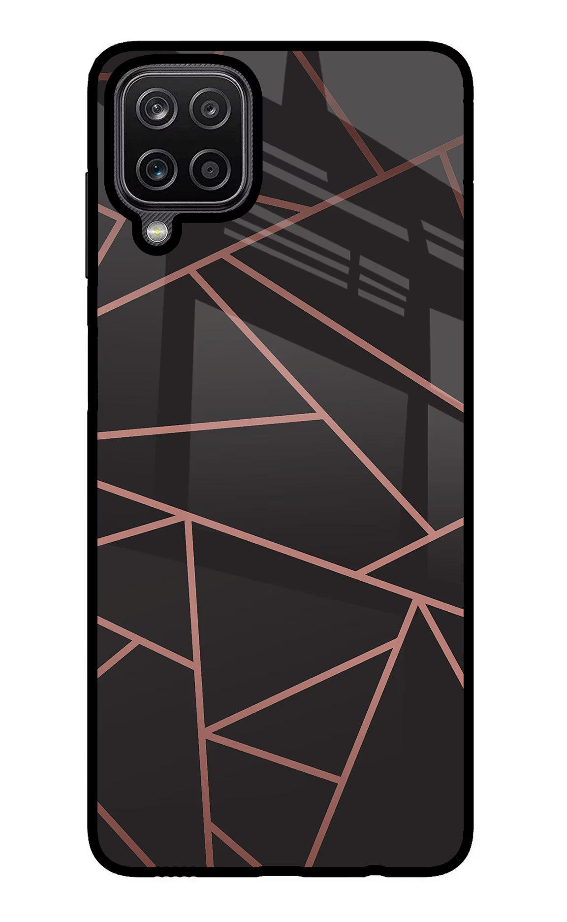 Geometric Pattern Samsung M12/F12 Glass Case Back Cover by Casekaro