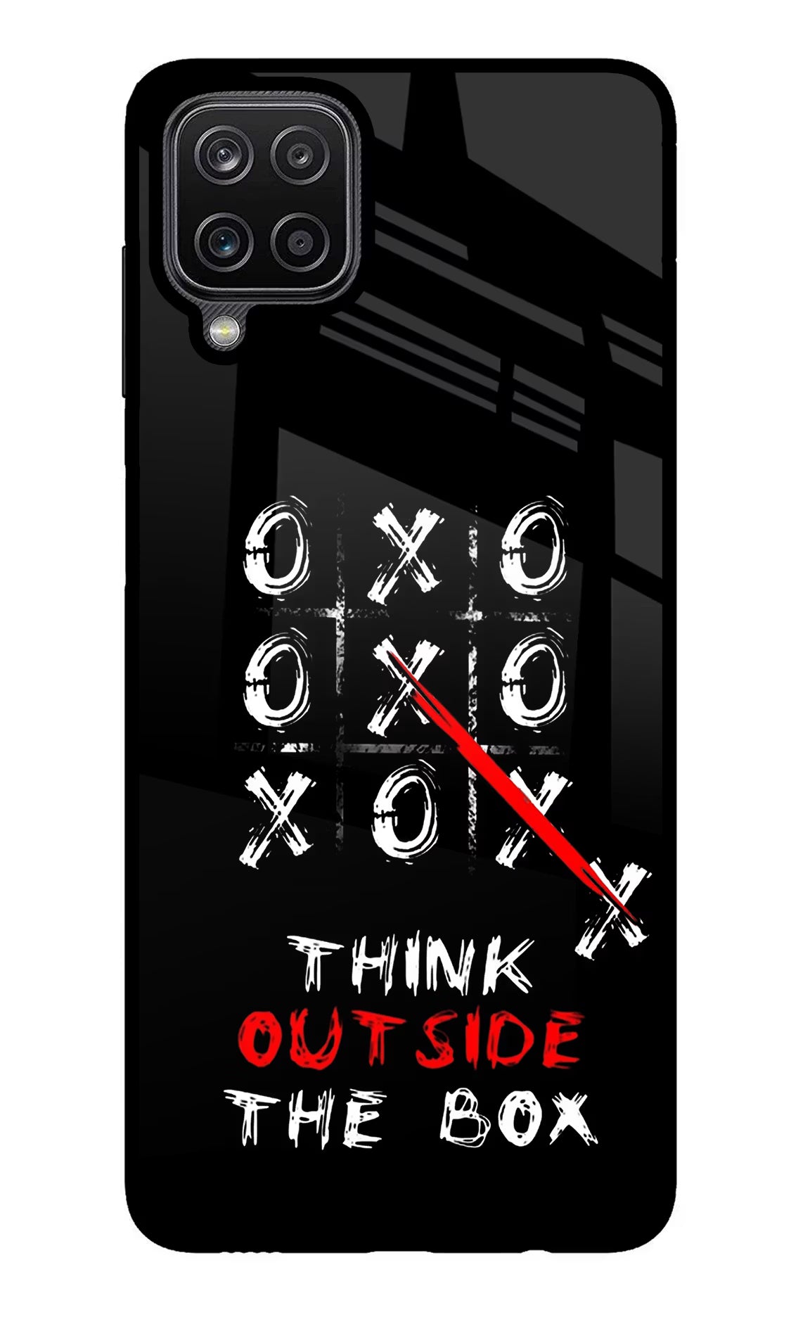 Think out of the BOX Samsung M12/F12 Glass Case Back Cover by Casekaro