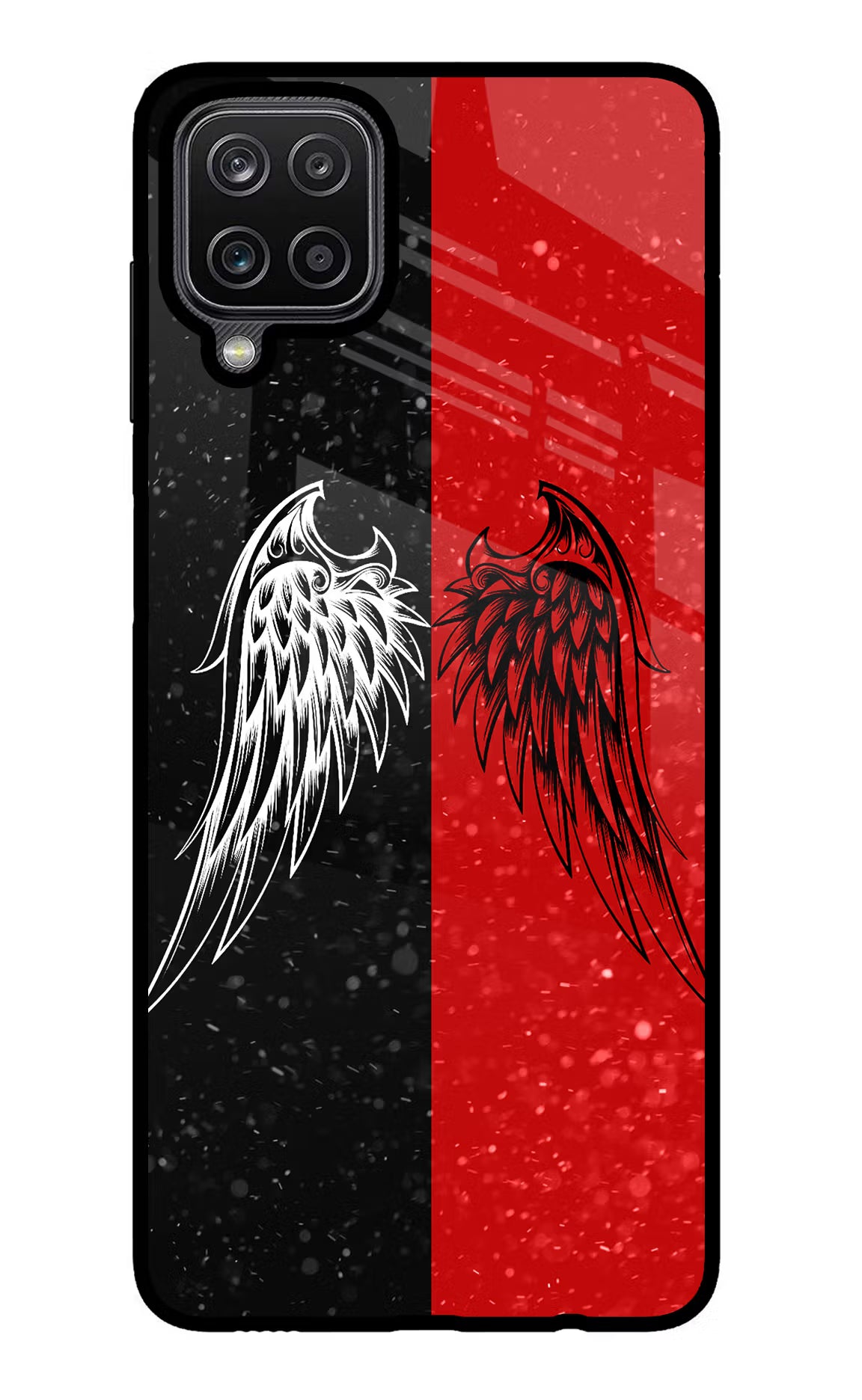 Wings Samsung M12/F12 Glass Case Back Cover by Casekaro