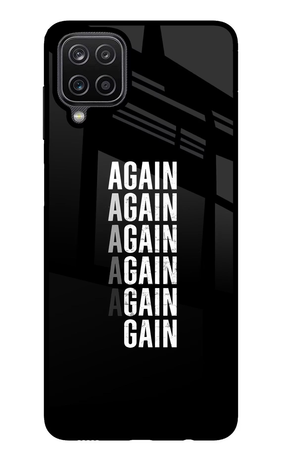 Again Again Gain Samsung M12/F12 Glass Case Back Cover by Casekaro