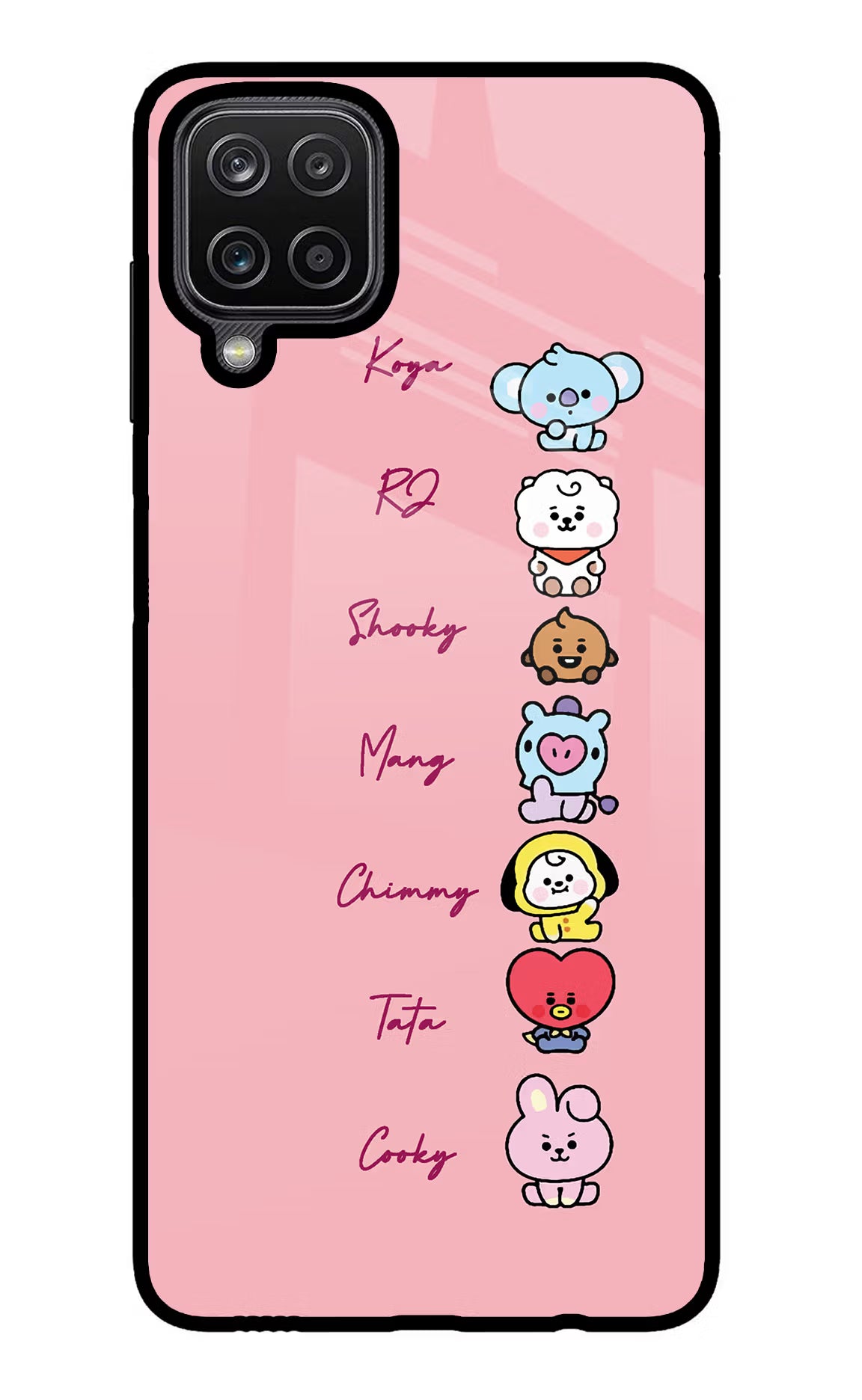 BTS names Samsung M12/F12 Glass Case Back Cover by Casekaro